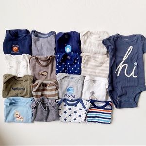 Lot of 17 pc baby boy onesies, Size 0-3 mos